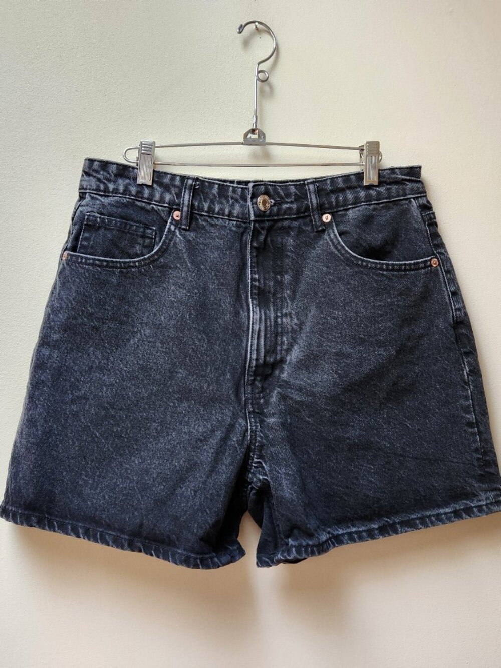 ZARA 100% cotton black high waist mom denim shorts / 10